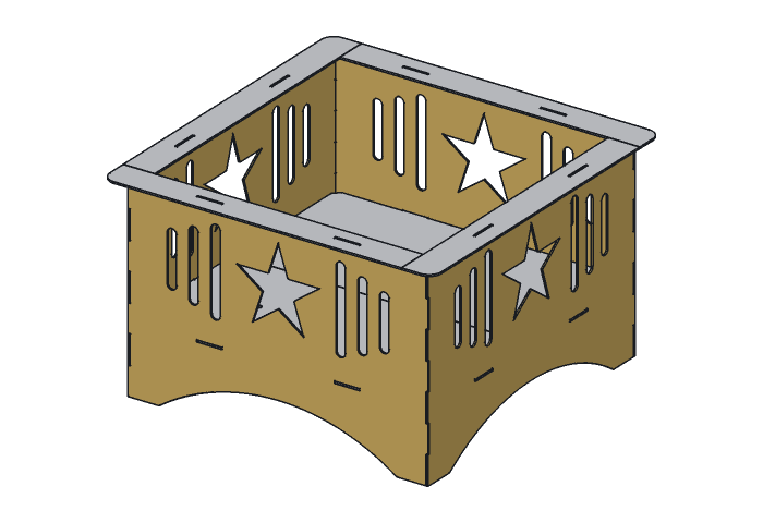 Side panel (FP24-01) highlighted in the assembled Lone Star Fire Pit, 24 in