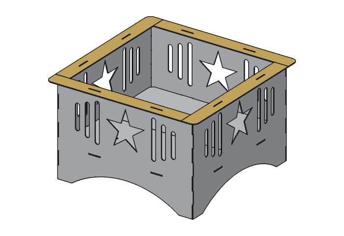 Rim strip (FP24-03) highlighted in the assembled Lone Star Fire Pit, 24 in