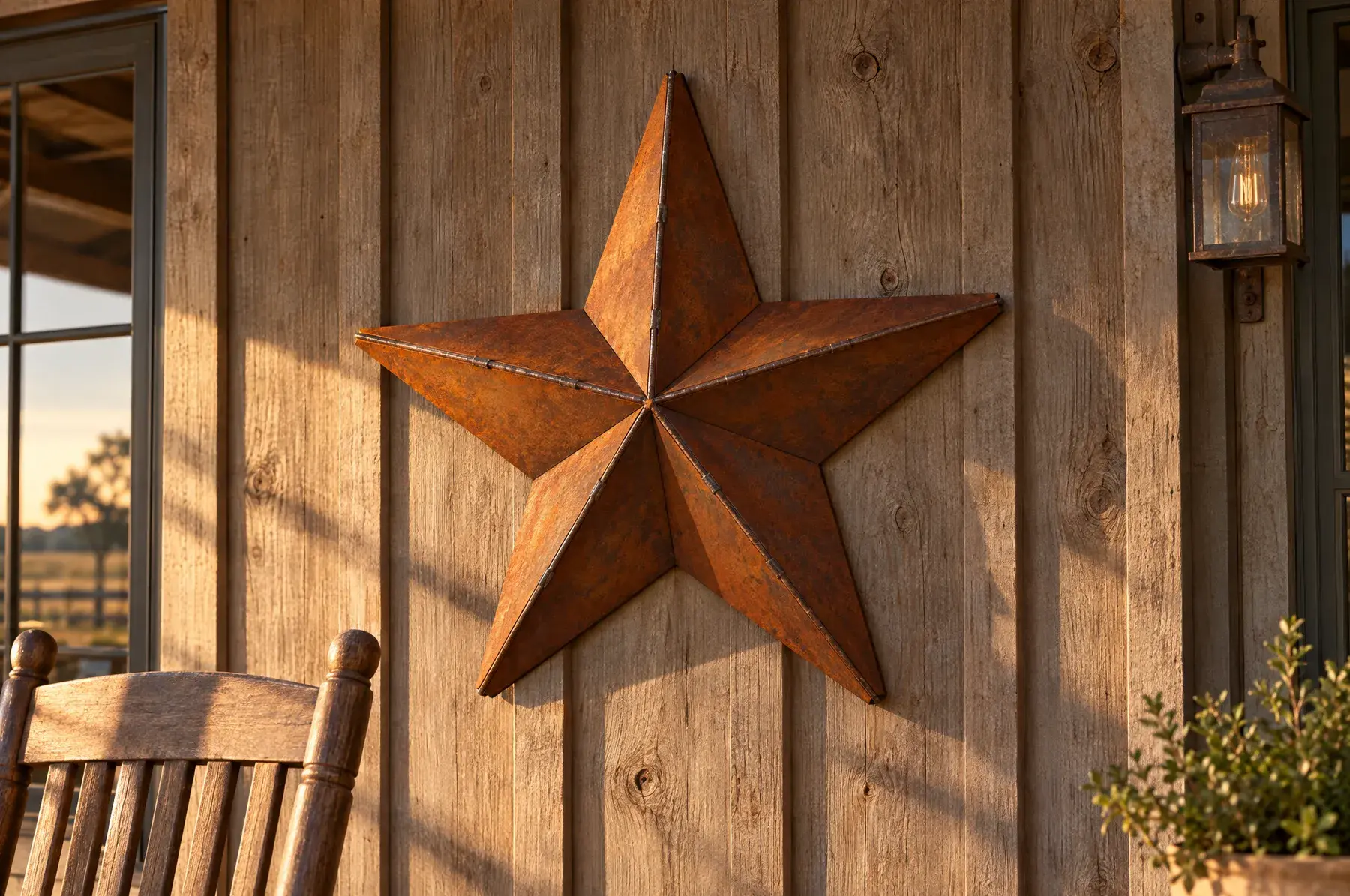 Concept image of the Lone Star Barn Star, 18 in welded and finished, generated from the CAD design
