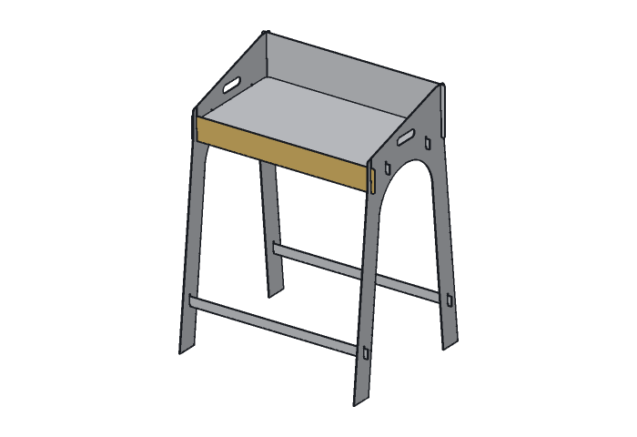 Front apron (DT24-03) highlighted in the assembled Camp Dutch Oven Table, 24 in