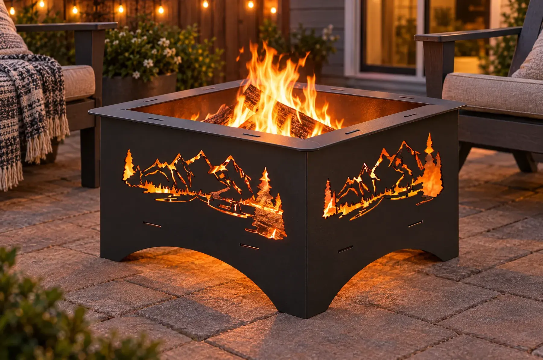 Concept image of the Mountain Fire Pit, 24 in welded and finished, generated from the CAD design
