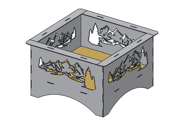 Floor half (FP24M-02) highlighted in the assembled Mountain Fire Pit, 24 in