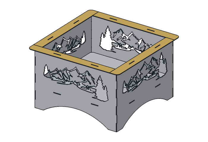 Rim strip (FP24M-03) highlighted in the assembled Mountain Fire Pit, 24 in