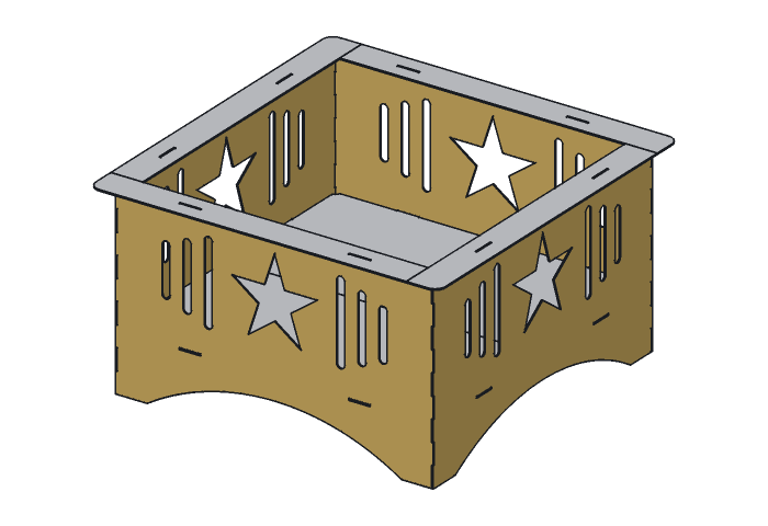 Side panel (FP30-01) highlighted in the assembled Lone Star Fire Pit, 30 in