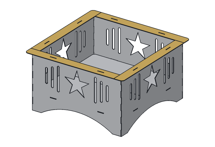 Rim strip (FP30-03) highlighted in the assembled Lone Star Fire Pit, 30 in