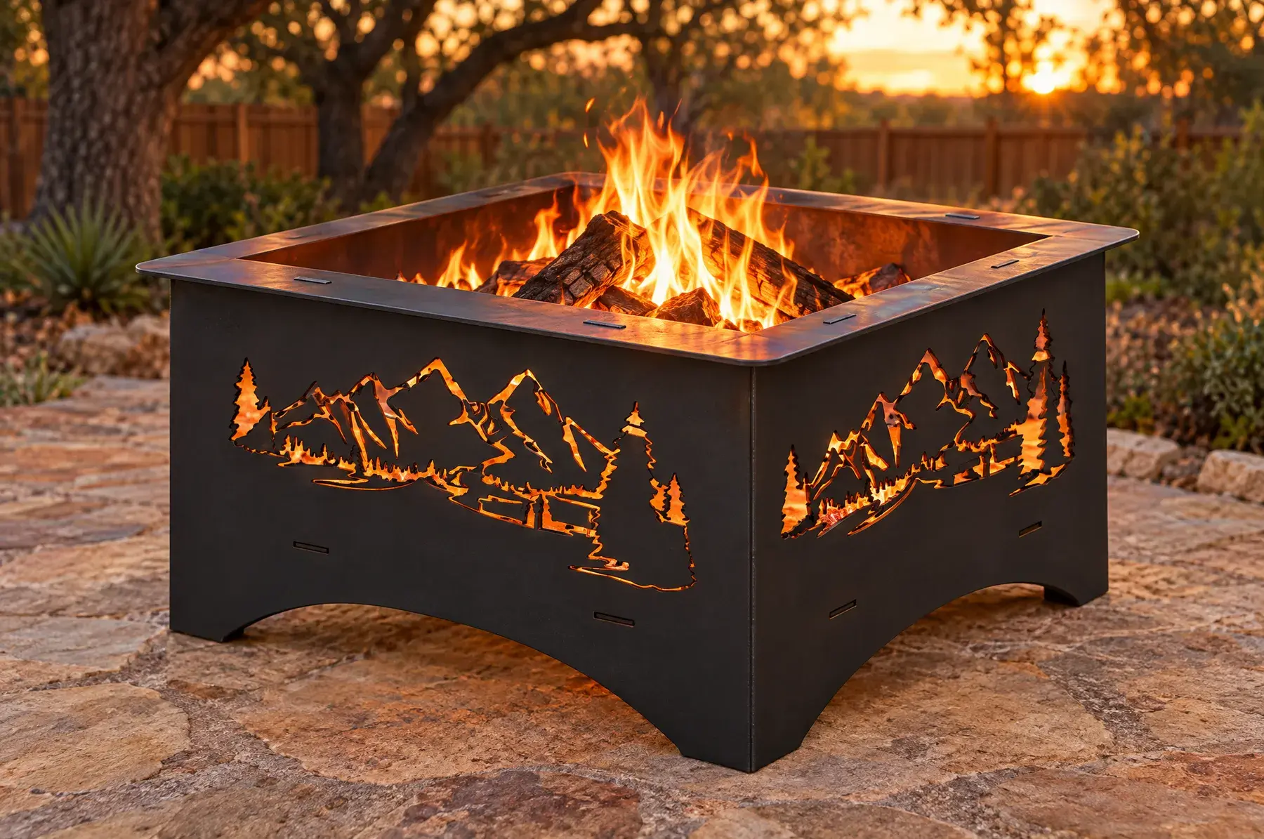 Concept image of the Mountain Fire Pit, 30 in welded and finished, generated from the CAD design