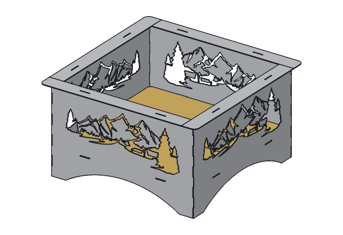 Floor half (FP30M-02) highlighted in the assembled Mountain Fire Pit, 30 in