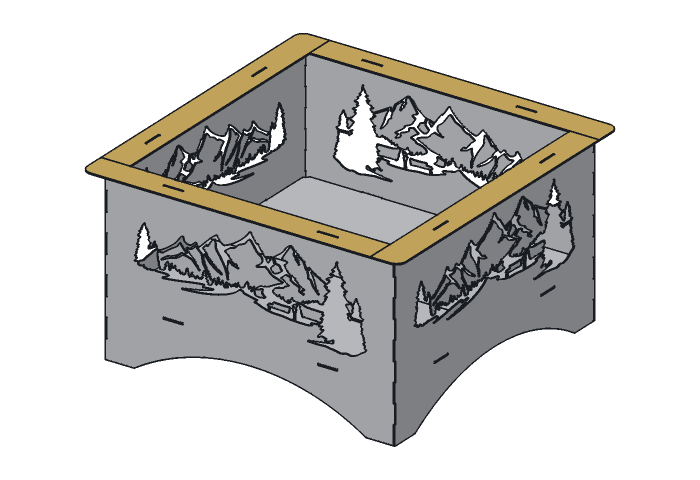 Rim strip (FP30M-03) highlighted in the assembled Mountain Fire Pit, 30 in