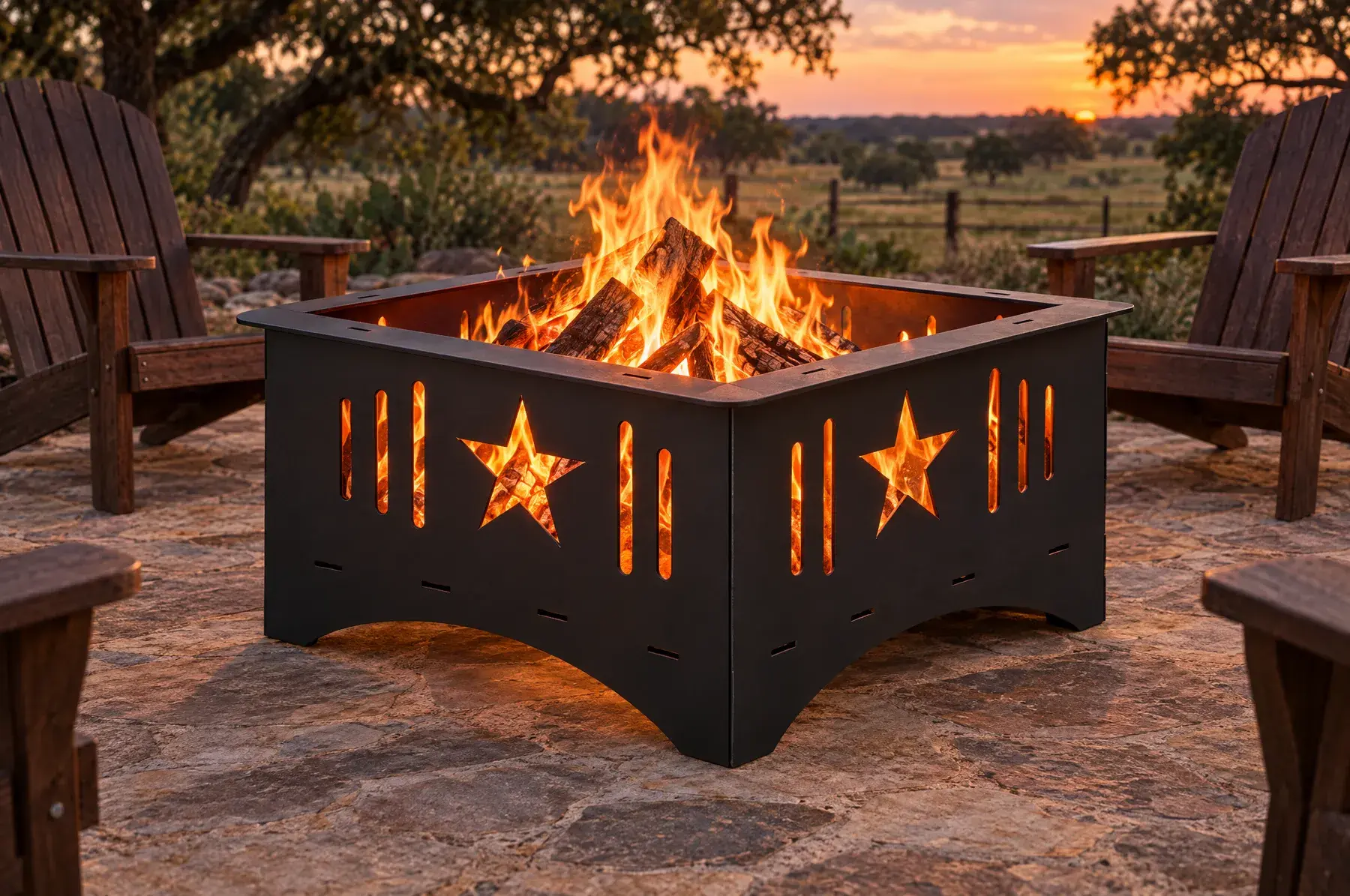 Concept image of the Lone Star Fire Pit, 36 in welded and finished, generated from the CAD design