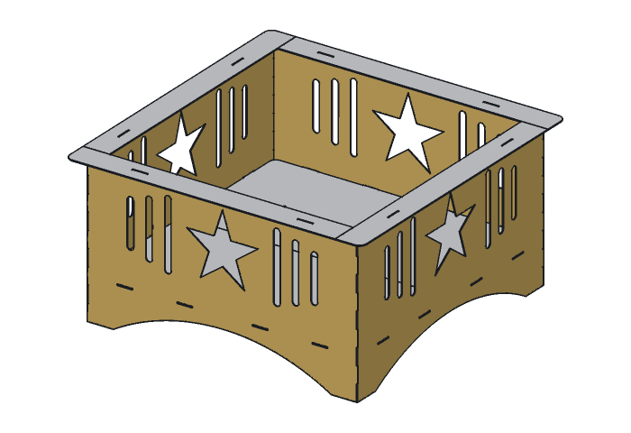 Side panel (FP36-01) highlighted in the assembled Lone Star Fire Pit, 36 in