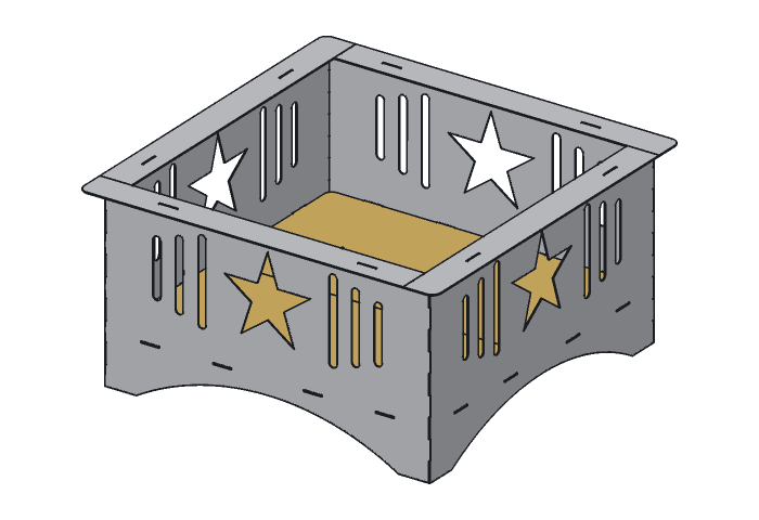 Floor half (FP36-02) highlighted in the assembled Lone Star Fire Pit, 36 in