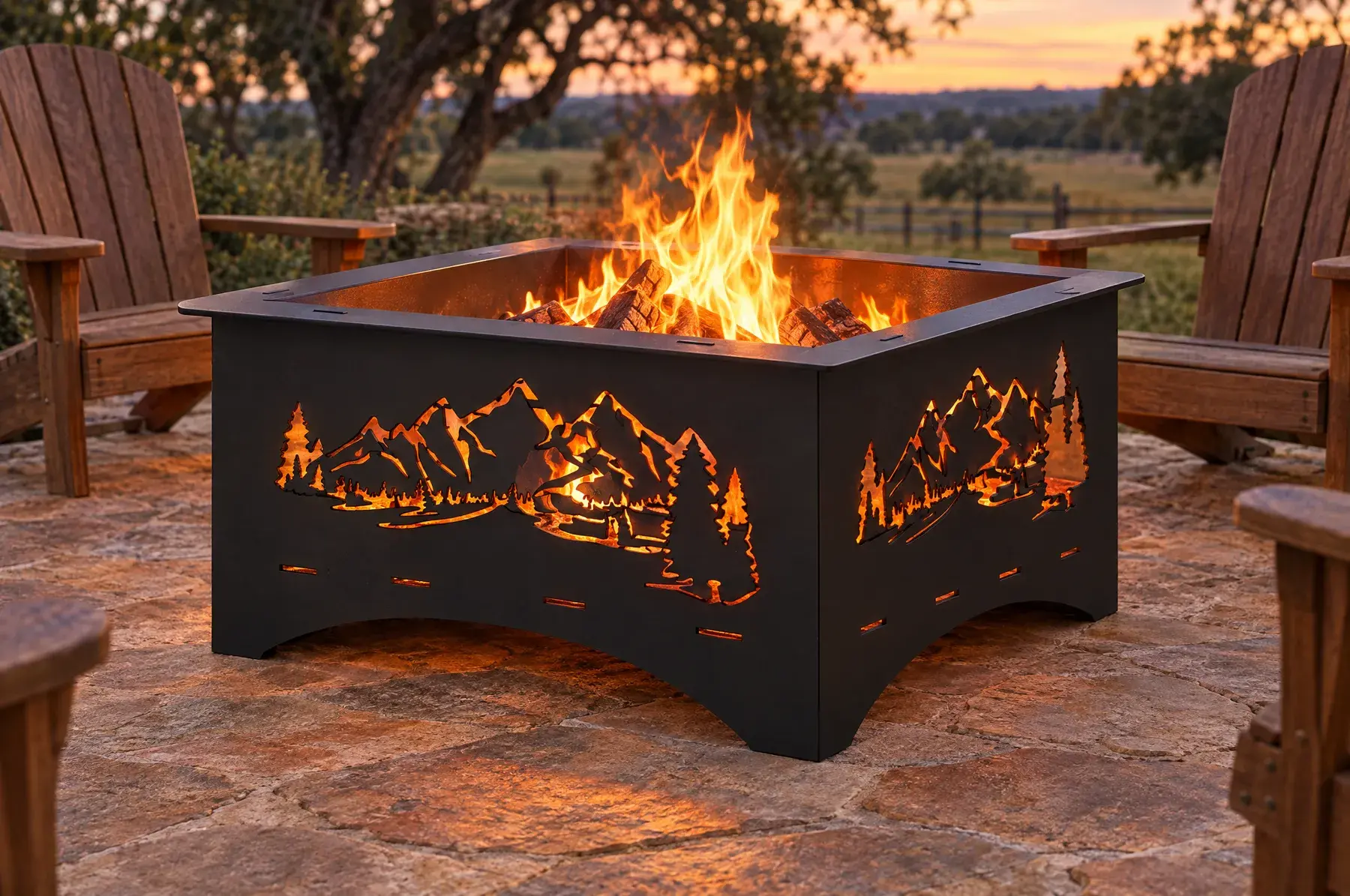 Concept image of the Mountain Fire Pit, 36 in welded and finished, generated from the CAD design