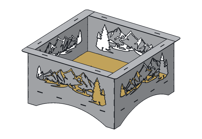 Floor half (FP36M-02) highlighted in the assembled Mountain Fire Pit, 36 in