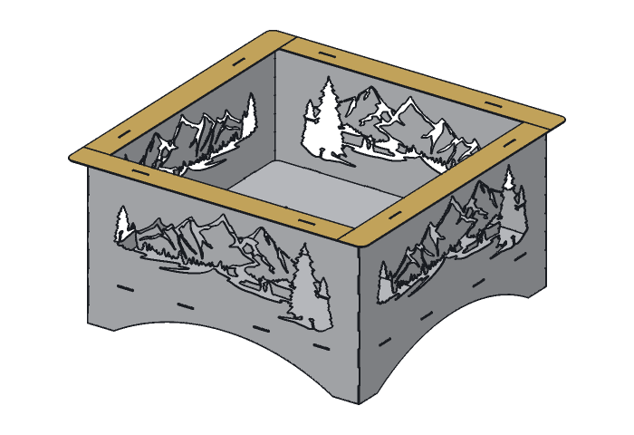 Rim strip (FP36M-03) highlighted in the assembled Mountain Fire Pit, 36 in