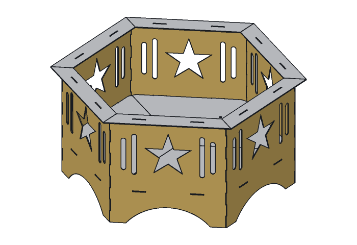 Side panel (HX36-01) highlighted in the assembled Lone Star Hex Fire Pit, 36 in
