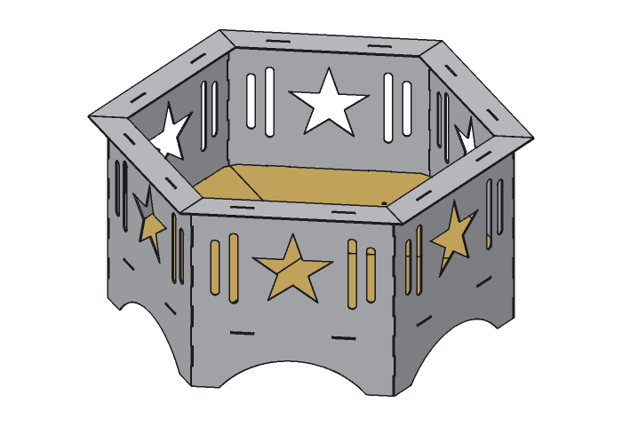 Floor section (HX36-02) highlighted in the assembled Lone Star Hex Fire Pit, 36 in
