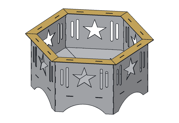 Rim piece (HX36-03) highlighted in the assembled Lone Star Hex Fire Pit, 36 in