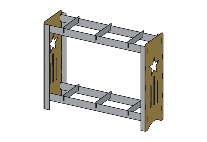 End panel (LR44-01) highlighted in the assembled Lone Star Log Rack, 44 in