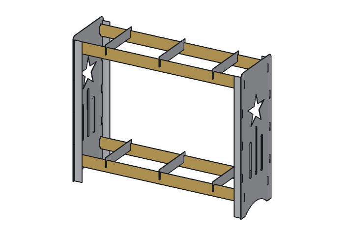 Rail (LR44-03) highlighted in the assembled Lone Star Log Rack, 44 in