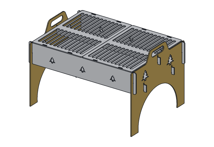 End panel (OF20M-01) highlighted in the assembled Mountain Overland Fire Pan, 20 in