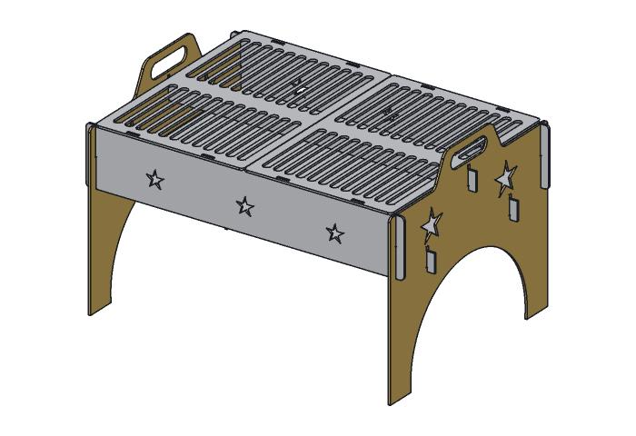 End panel (OF20-01) highlighted in the assembled Lone Star Overland Fire Pan, 20 in