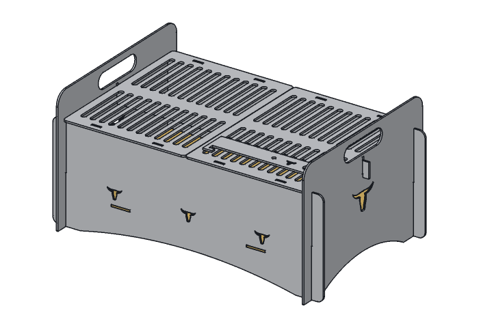 Charcoal floor (PG20L-03) highlighted in the assembled Longhorn Pack Grill, 20 in
