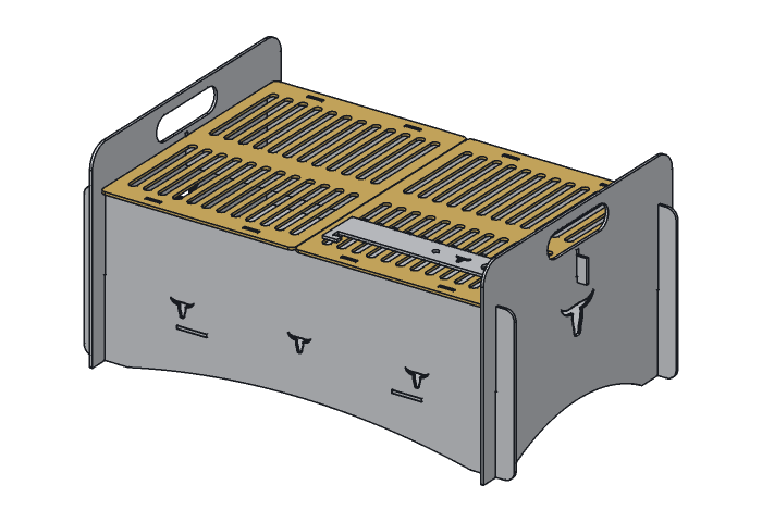 Cooking grate (PG20L-05) highlighted in the assembled Longhorn Pack Grill, 20 in