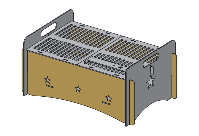 Side panel (PG20-01) highlighted in the assembled Lone Star Pack Grill, 20 in