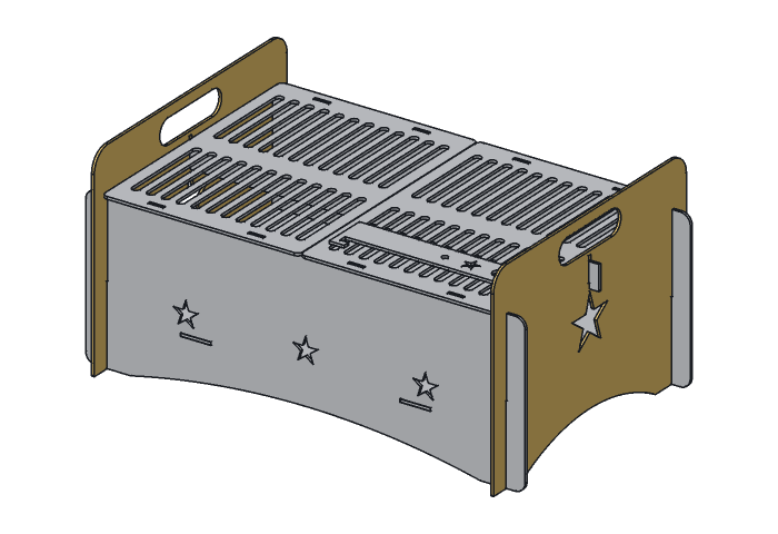 End panel (PG20-02) highlighted in the assembled Lone Star Pack Grill, 20 in