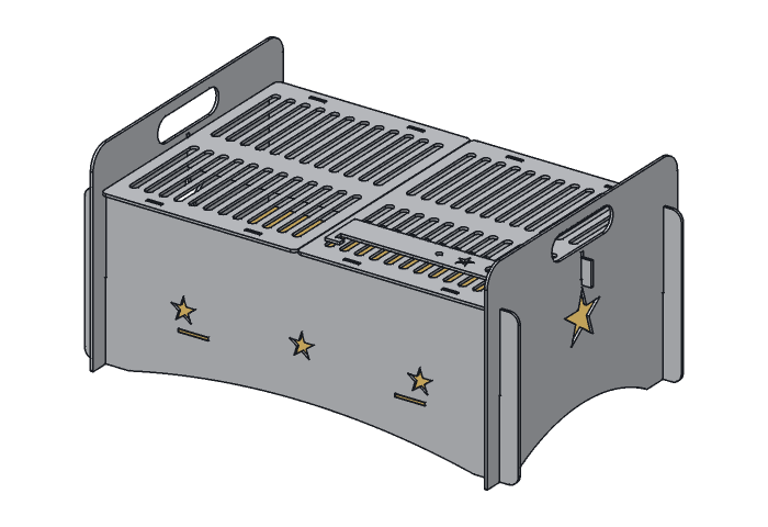 Charcoal floor (PG20-03) highlighted in the assembled Lone Star Pack Grill, 20 in