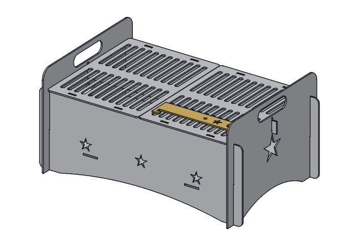 Grate lifter (PG20-06) highlighted in the assembled Lone Star Pack Grill, 20 in