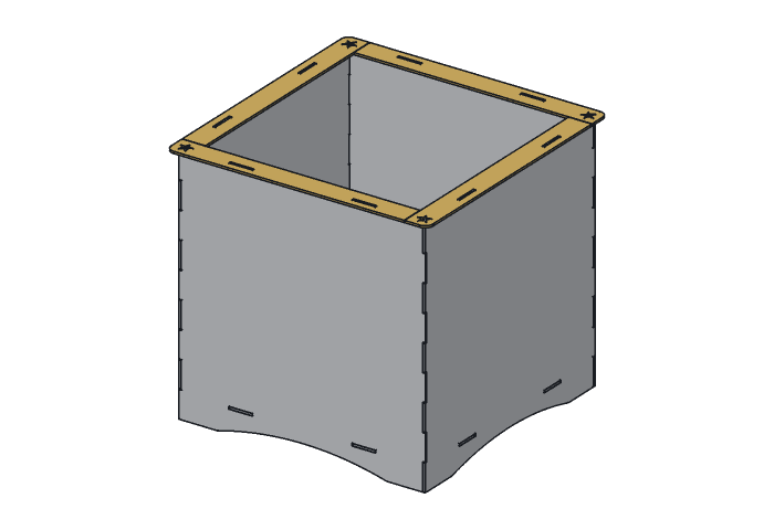 Rim strip (PL16-03) highlighted in the assembled Lone Star Cube Planter, 16 in
