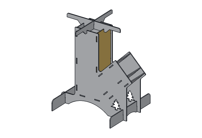 Riser front (RS4M-04) highlighted in the assembled Mountain Rocket Stove, 4 in