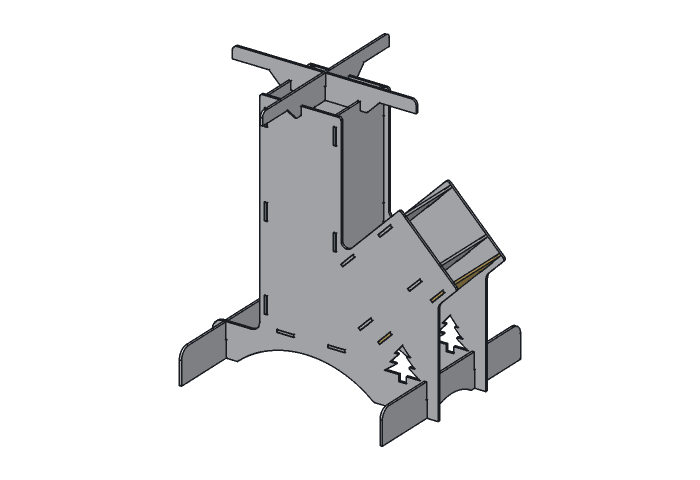 Feed bottom (RS4M-06) highlighted in the assembled Mountain Rocket Stove, 4 in