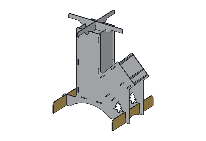Foot (RS4M-08) highlighted in the assembled Mountain Rocket Stove, 4 in