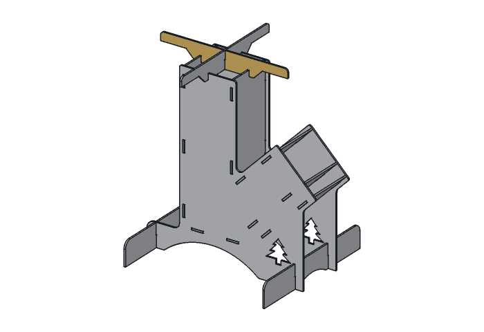 Pot arm A (RS4M-09) highlighted in the assembled Mountain Rocket Stove, 4 in