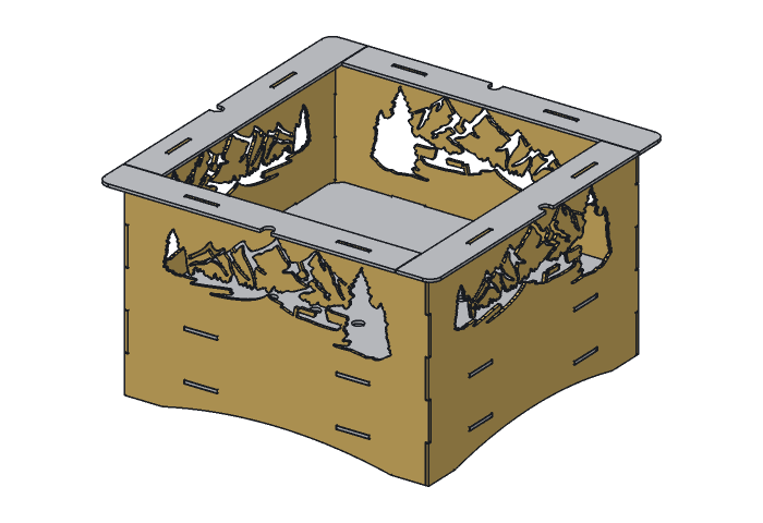 Side panel (SP14M-01) highlighted in the assembled Mountain S'mores Pit, 14 in