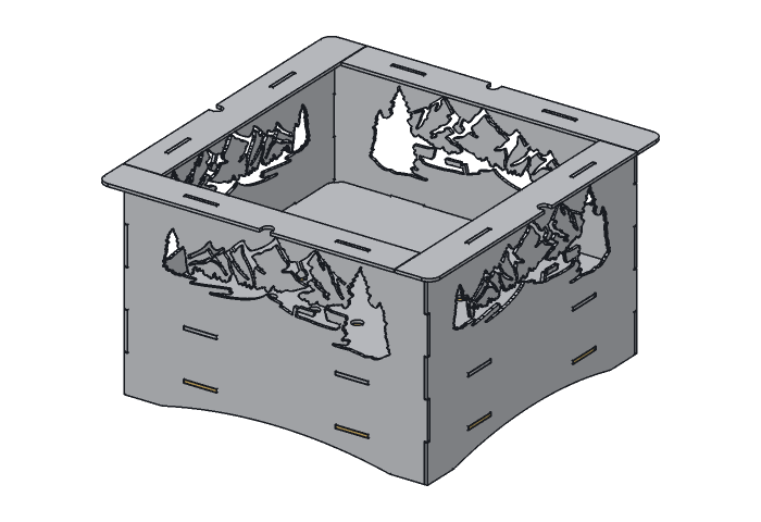 Ash tray (SP14M-03) highlighted in the assembled Mountain S'mores Pit, 14 in