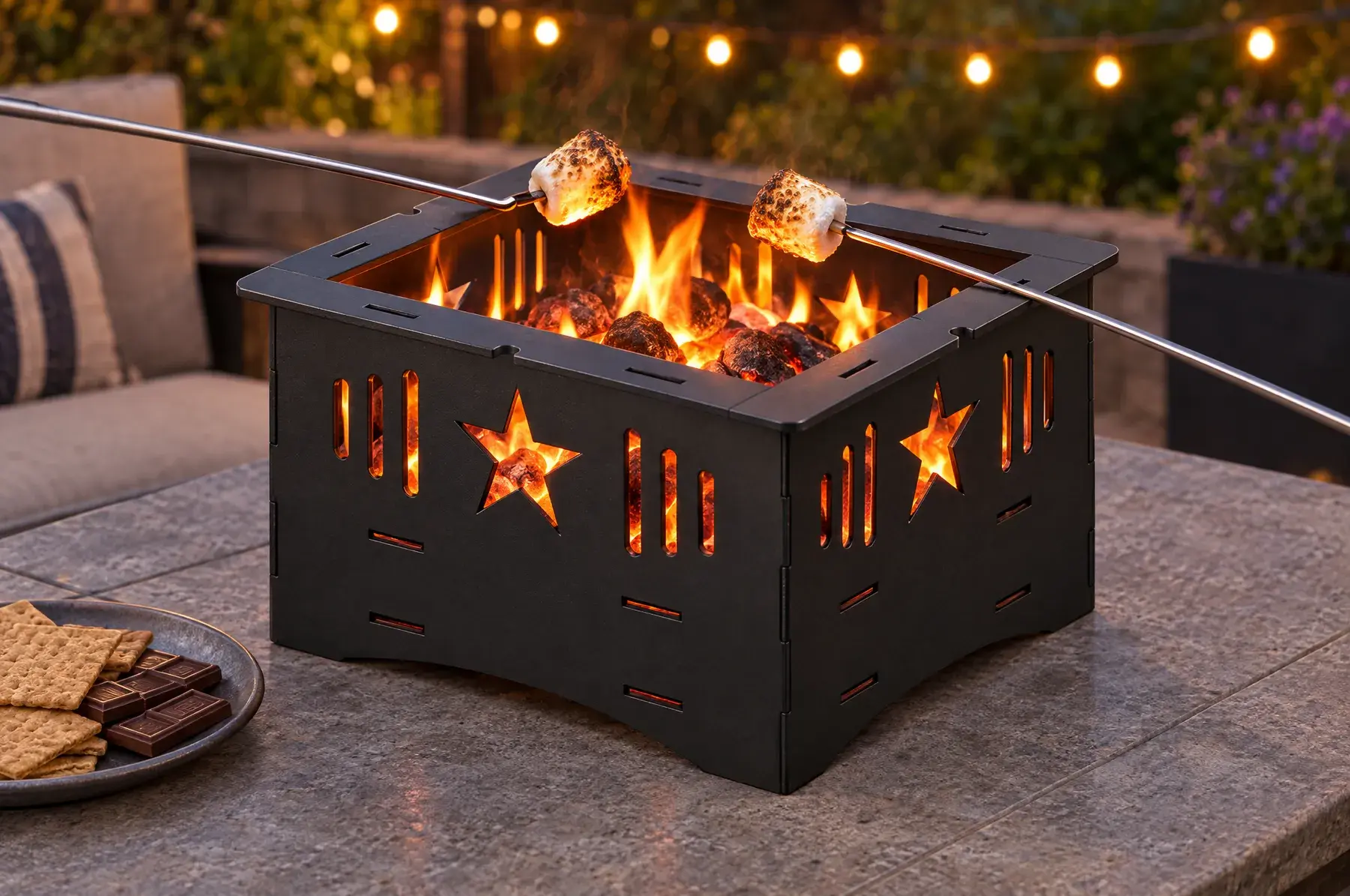 Concept image of the Lone Star S'mores Pit, 14 in welded and finished, generated from the CAD design