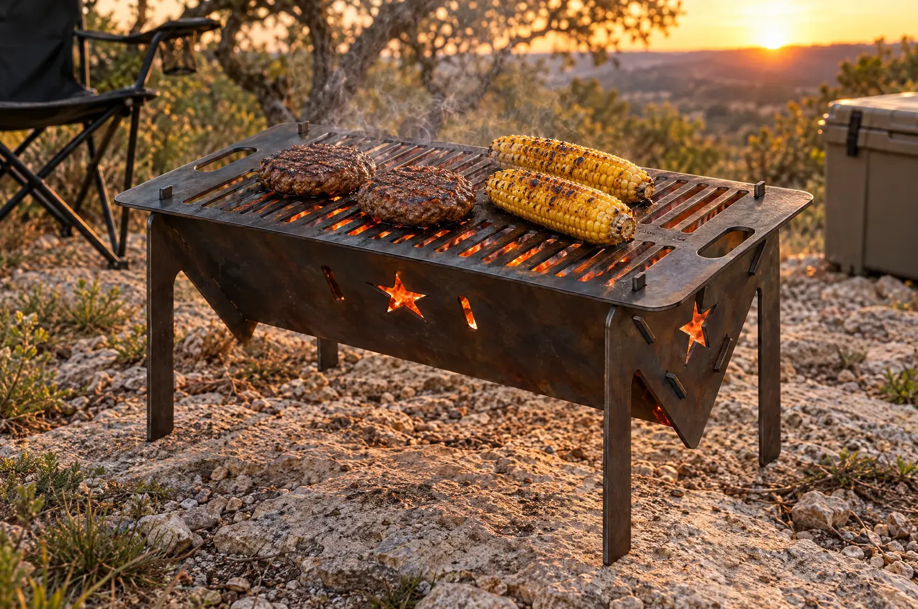 Concept image of the Lone Star V Grill, 18 in assembled and finished, generated from the CAD design