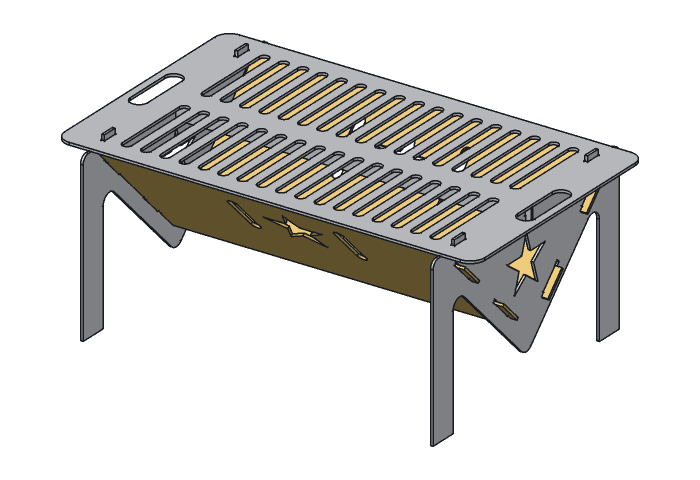 Side plate (VG18-02) highlighted in the assembled Lone Star V Grill, 18 in