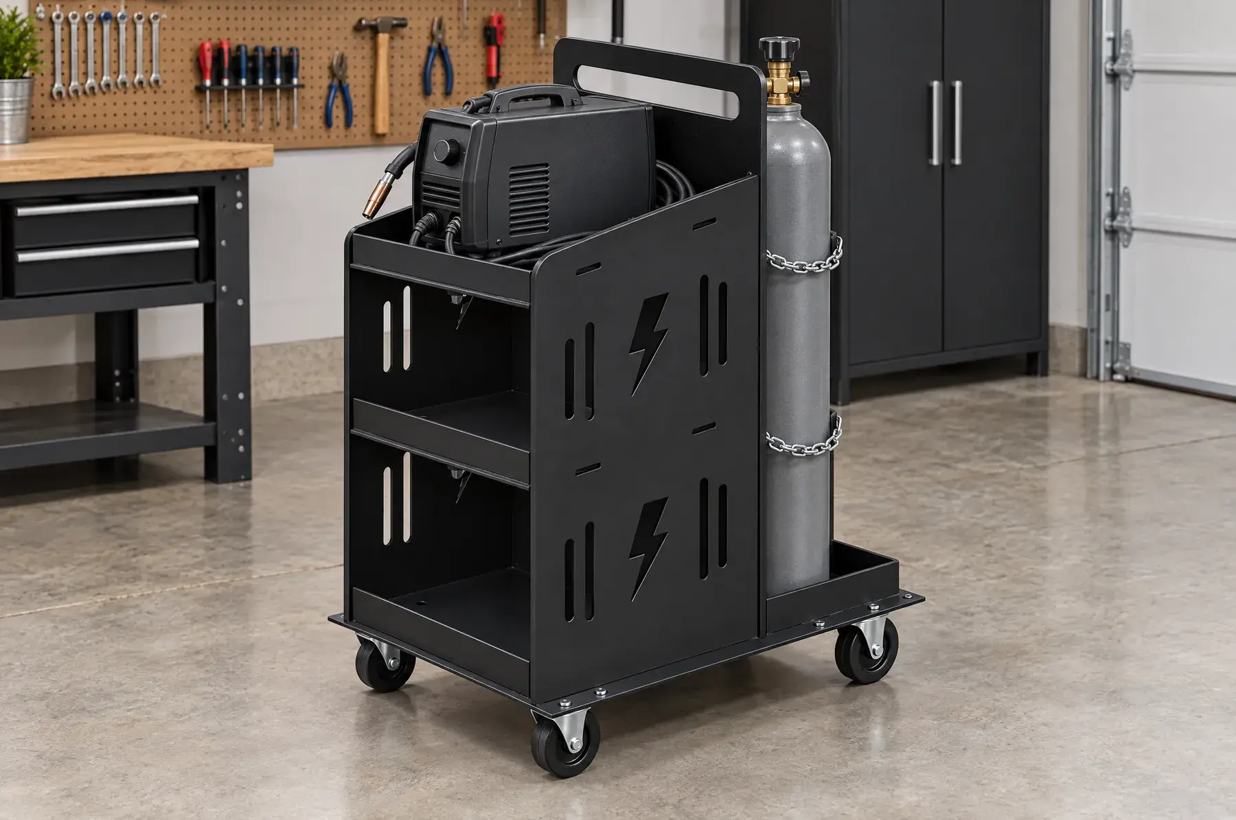 Concept image of the Arc Weld Cart, 30 in welded and finished, generated from the CAD design