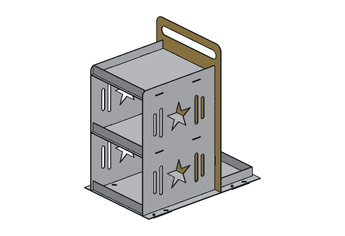 Back wall (WC30-04) highlighted in the assembled Lone Star Weld Cart, 30 in