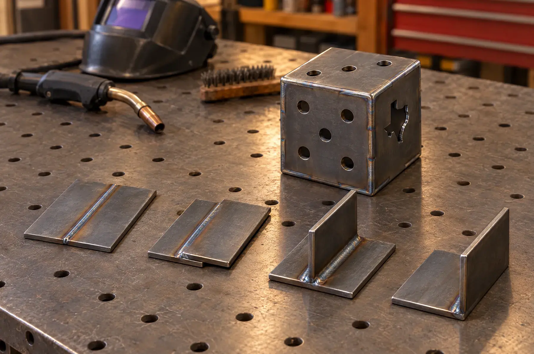 Concept image of the Weld Starter Kit with Texas Die welded and finished, generated from the CAD design