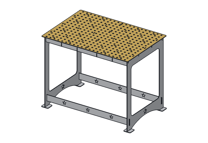 Top (WT44-01) highlighted in the assembled Lone Star Weld Table, 30 x 44 in