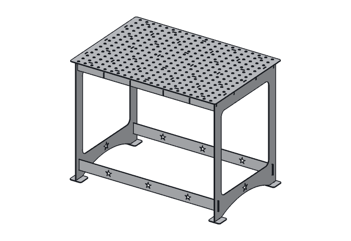 Cross rib (WT44-03) highlighted in the assembled Lone Star Weld Table, 30 x 44 in